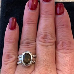 Silpada Smoky Quartz 3 Ring set, size 7